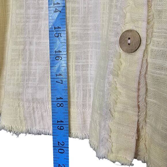 Free People We The Free Away At Sea Yellow Striped Frayed Hem Top size S - Picture 12 of 12